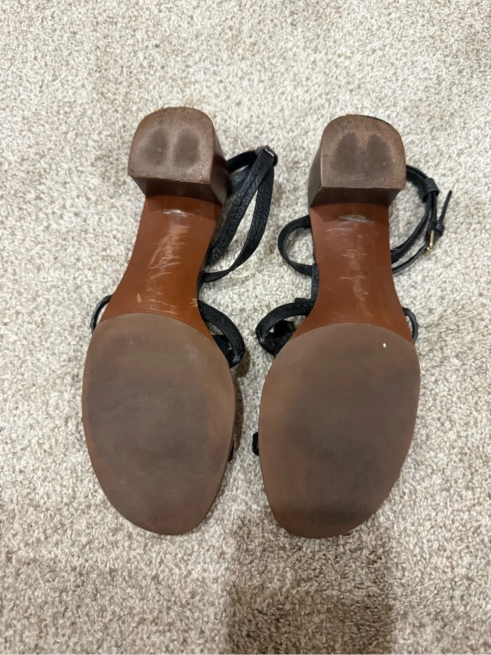 Tory Burch chandler Black Logo Leather T-Strap Sandals
